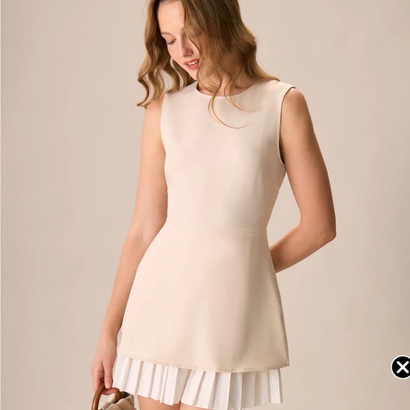 RIHOAS Dresses & Skirts - RIHOAS Beige and White Layered Dress
